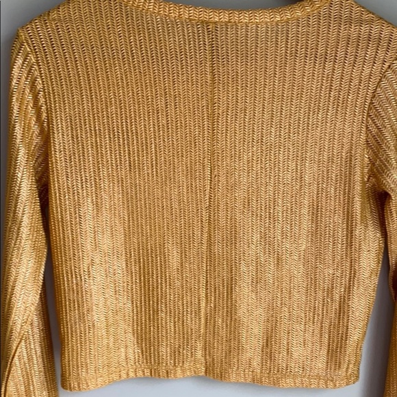 Zara Long Sleeve Herringbone Stitch Crop Top S - Picture 5 of 7
